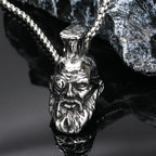 Viking Bearded Head Pendant Necklace — Nordic, Stainless Steel