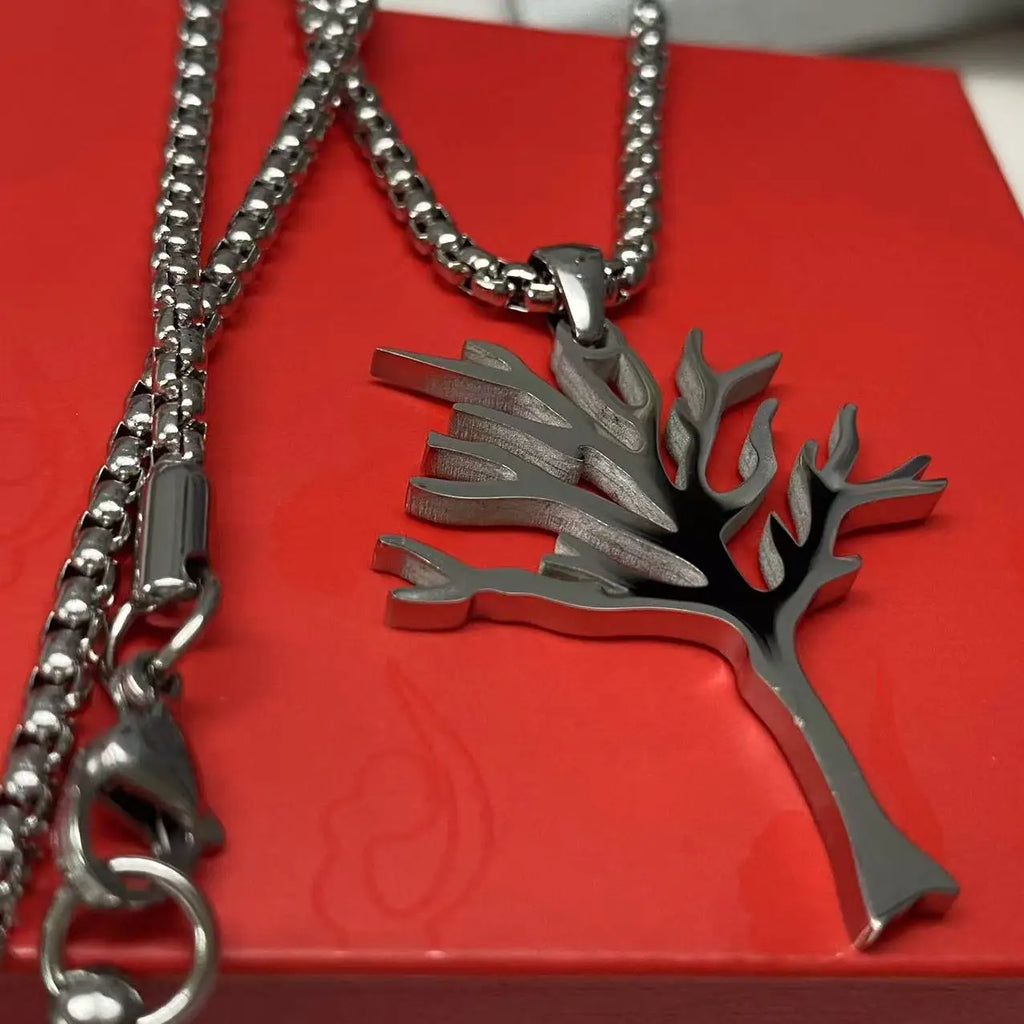 Titanium Steel Tree of Life Pendant Necklace Hip Hop Style High Quality Stainless Steel Jewelry for Men and Women