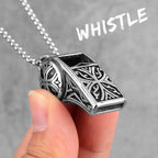 Vintage Whistle Pendant Long Necklace — Steel