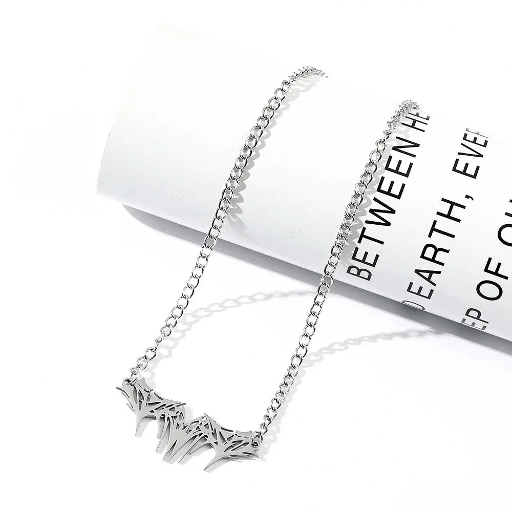 Thorns Bat Pendant Necklace — Stainless Steel