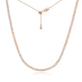 FEOBUR 2mm Moissanite Tennis Necklaces for Women S925 Silver Plated 18K Gold Adjustable Choker Full Diamond Neck Chain