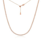 FEOBUR 2mm Moissanite Tennis Necklaces for Women S925 Silver Plated 18K Gold Adjustable Choker Full Diamond Neck Chain
