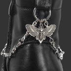 1pc Trendy Metal Shoe Chain - Gothic Skull Moth Pendant Classic Combat Boot Accessories Punk Charm Street Style Shoe