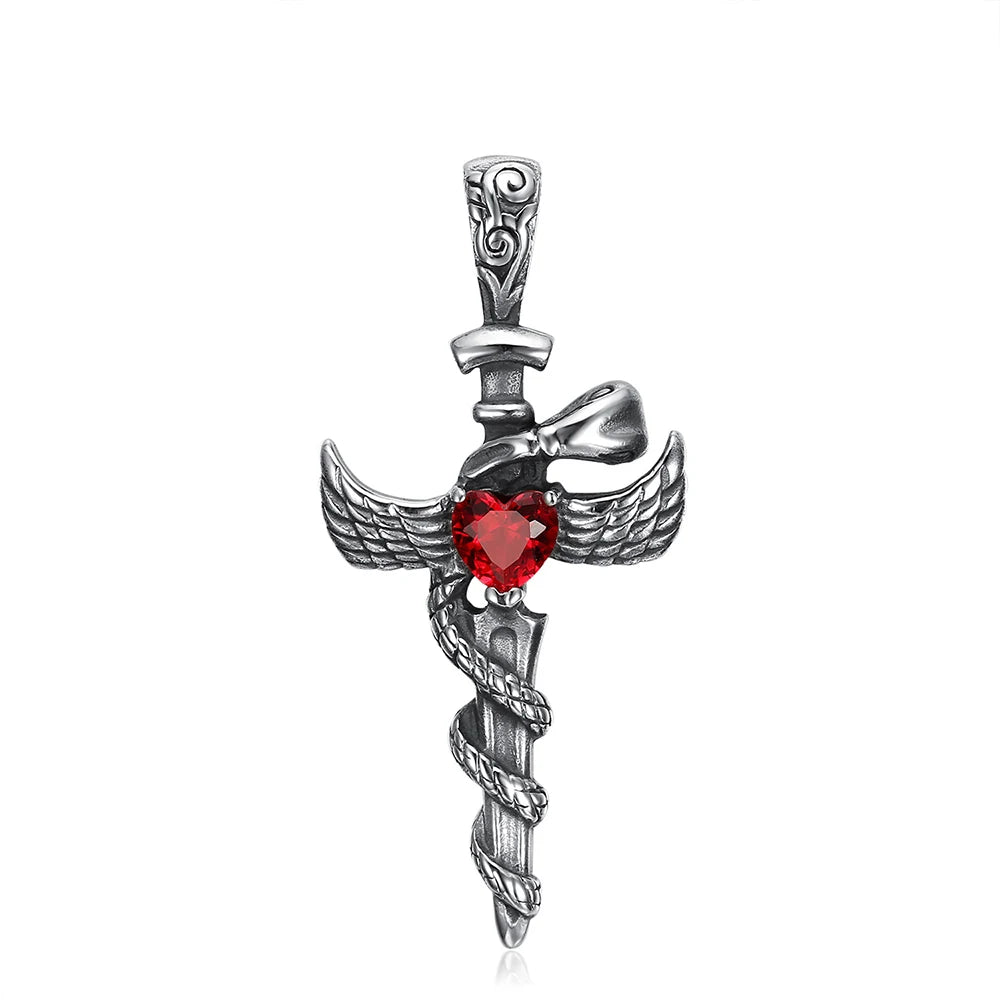 Sword Cross Stainless Steel Pendant Necklace