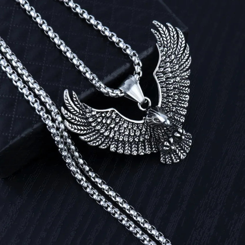 Stainless Steel Eagle Pendant Necklace Vintage