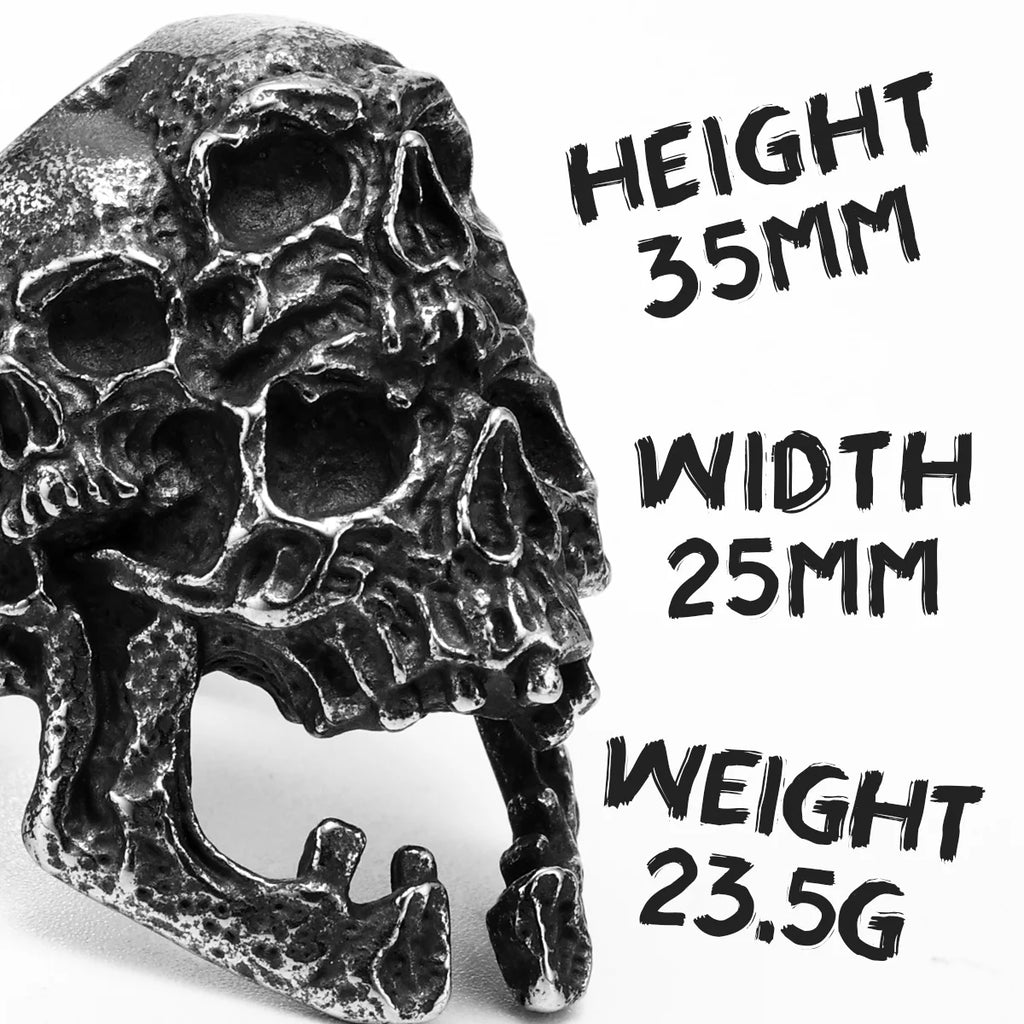 Multi Skull Ring Black — Stainless Steel