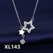 Zircon Star Pendant Necklace — Silver-Tone Inlaid