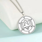 LIKGREAT Lesser Key of King Solomon Occult Sigil 72 Demon Charm Medalion Necklace for Men Women Stainless Steel Magic Talisman