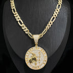 Hip Hop 5A+ CZ Stone Bling Ice Out Goat Round Pendants Necklace for Men Rapper Jewelry Gold Silver Color