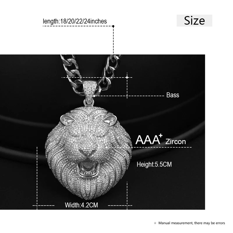 Iced Out Lion Rope Chain Pendant