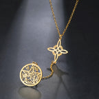 Witch Knot Pentagram Double Amulet Protection Necklace
