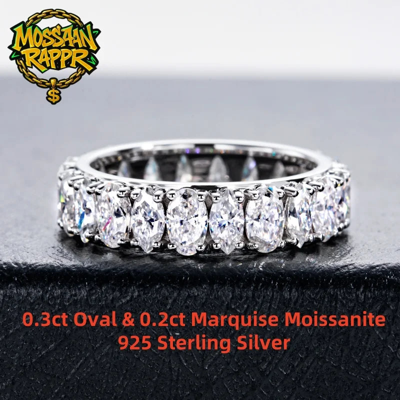 Iced Out Wedding Band Ring — 925 Silver
