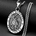 Archangel Saint Michael Pray for Us Stainless Steel Chain Necklace for Women Men Silver Color Oval Pendant Necklaces