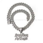 Hip Hop Street Style realhasta lamuerte Letter Bling Pendant Necklace 4mm Bling chain Iced out Bling For Rapper Cool Jewelry