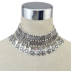 Traditional Gypsy Afghan Ethnic Choker Necklace for Women Vintage African Tribe Bib Moon Collares Boho Pakistan Turkish