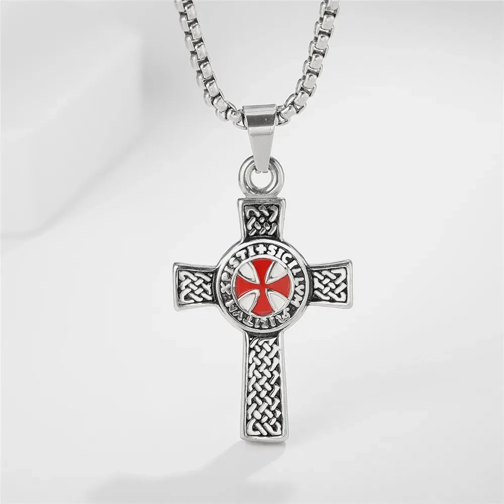 Vintage Christian Ice Crystal Jesus Head Pendant Necklace for Men and Women Cross Catholic Amulet Jewelry