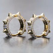 Iced Out Spike Rivet Cubic Zirconia Hoop Earrings