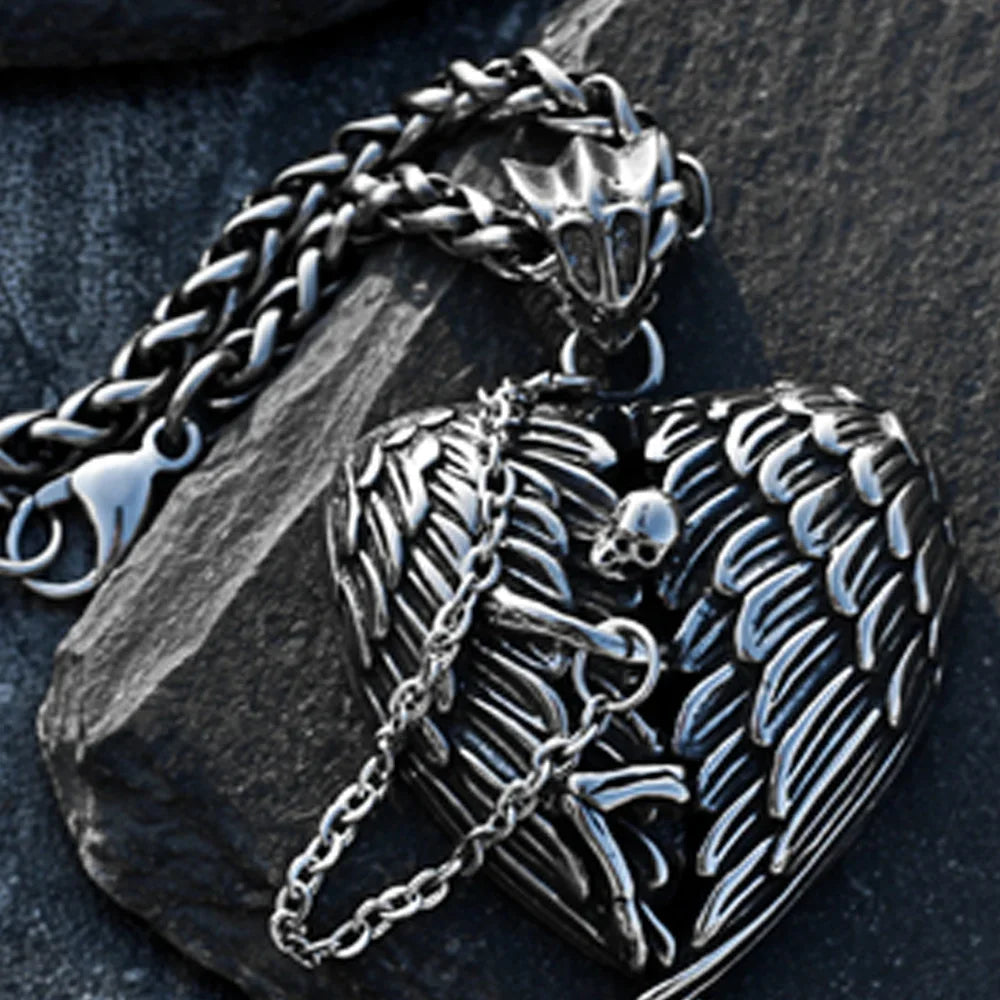 Angel Feather Wings Pendant Necklace for Men — Simple Chain