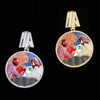 Aokaishen Iced Out Disc Wrist Wrestling Necklace Pendant for Men Real Gold Plated Cubic Zirconia Hip Hop Jewelry