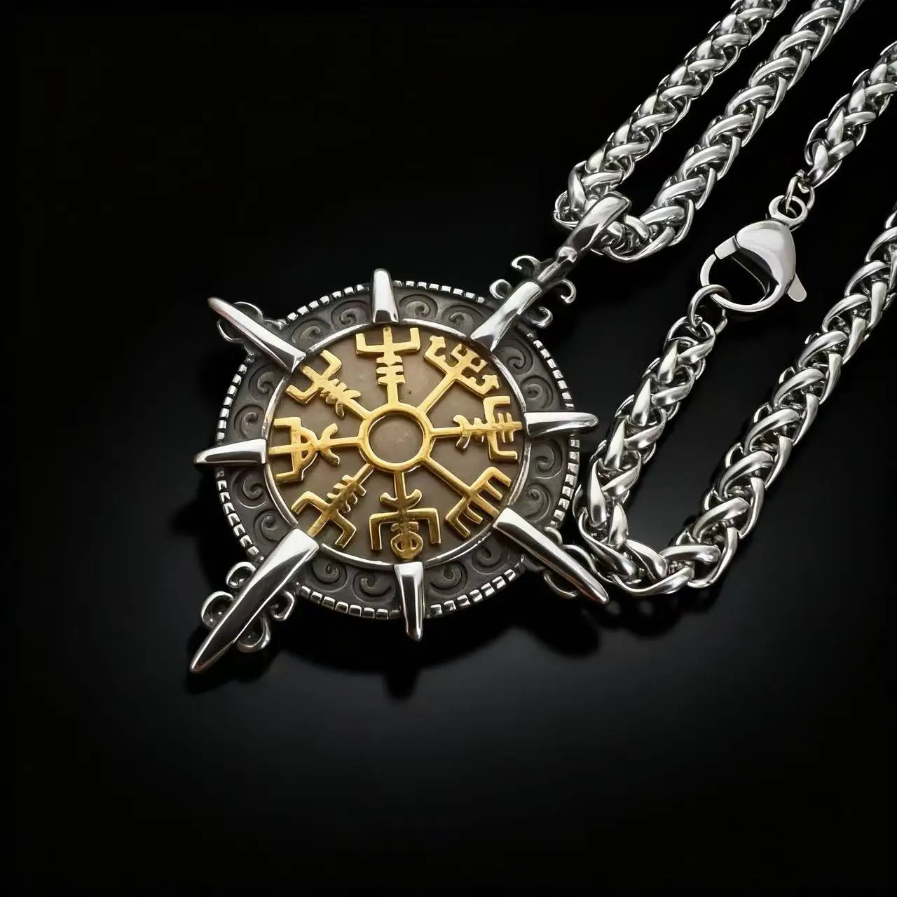 Compass Viking Steel Pendant 316L Rune