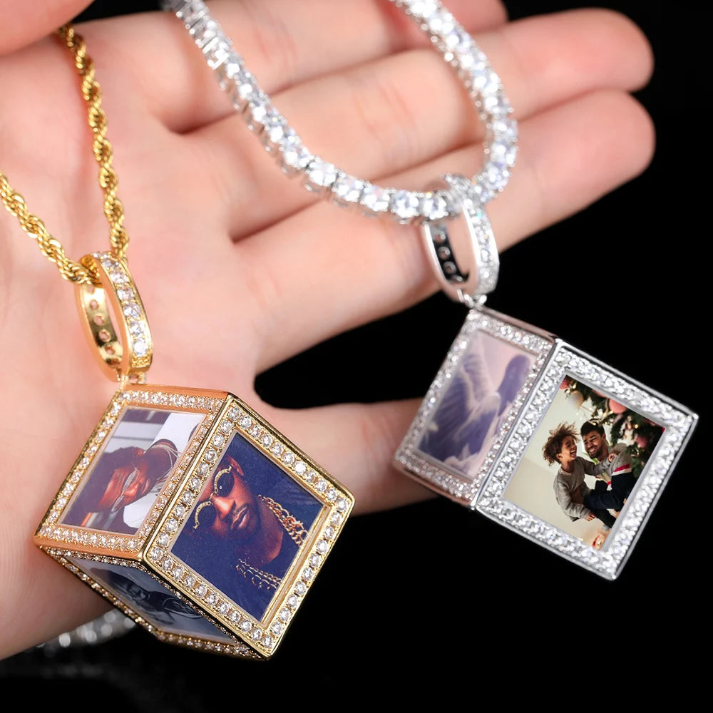 Statement Photo Pendant Necklace Memory Cube