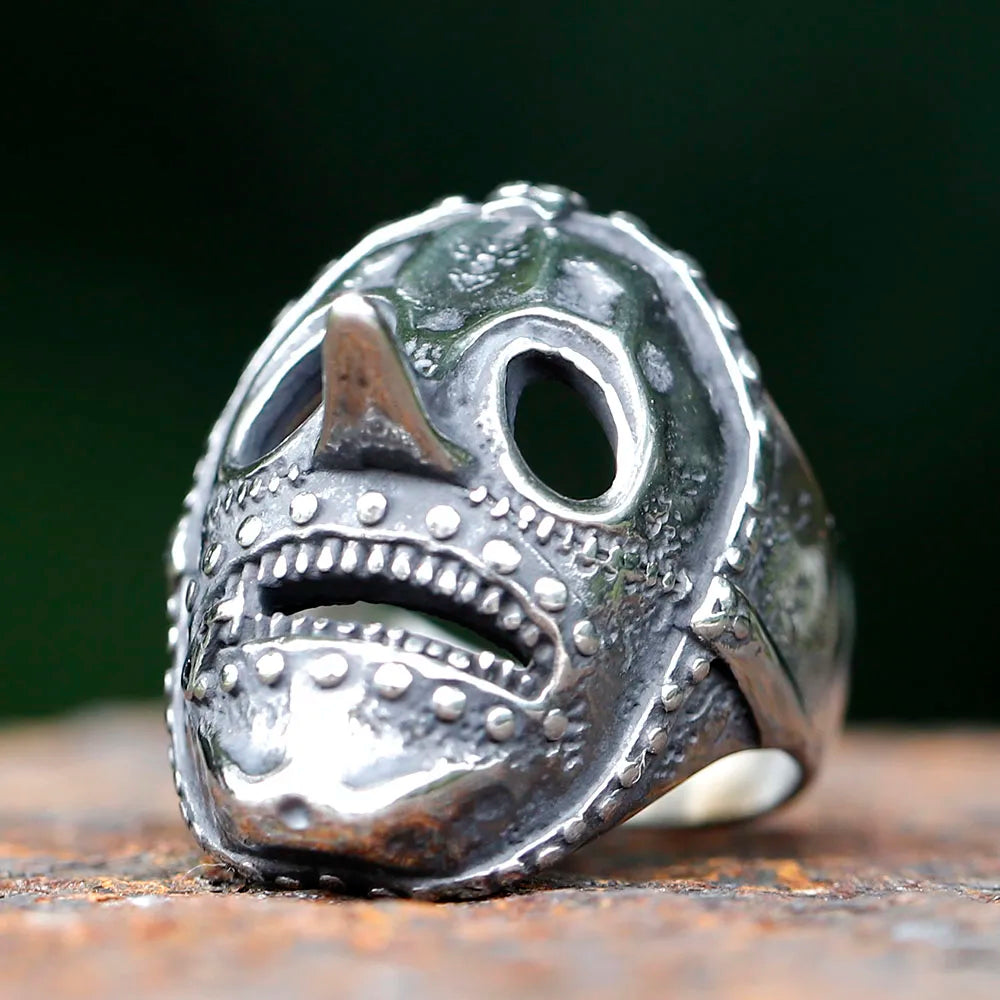 Flowers Skull Mask Ring — Stainless Steel