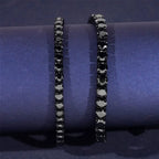 4mm Black Moissanite Tennis Necklace 316L Stainless Steel Men Hiphop Jewelry Plated Gun Black Diamond Link Chain Necklaces Gift