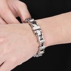 Punk Rock 316L Stainless Steel Biker Bracelet Men's 11MM Wide Motorcycle Link Chain Jewelry Accessory Bracelets for Men