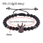 DOUVEI 6mm Pave Zircon Crown Weaving Bracelet Charm Men Black Matte Bracelets For Women Dropshipping ABL007