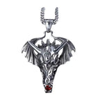 New Personality Trend Necklace Red Drill Wing Dragon Head Style Pendant Stainless Steel Titanium Steel Men's Holiday