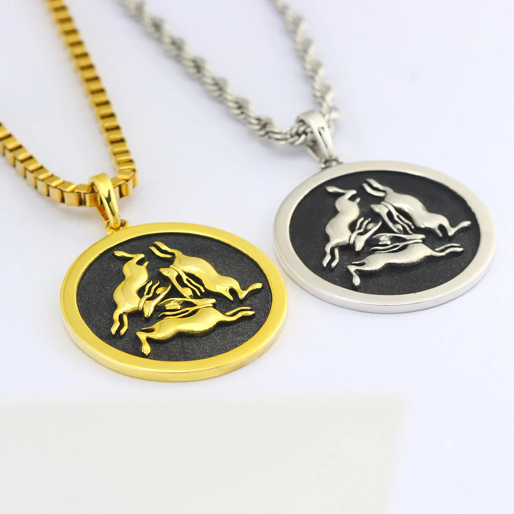 Three Rabbits Pendant — 925 Silver