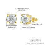 Iced Out Round Square Stud Earrings — Gold