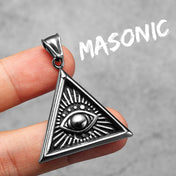 Masonic Eye Pendant Necklace — Stainless Steel