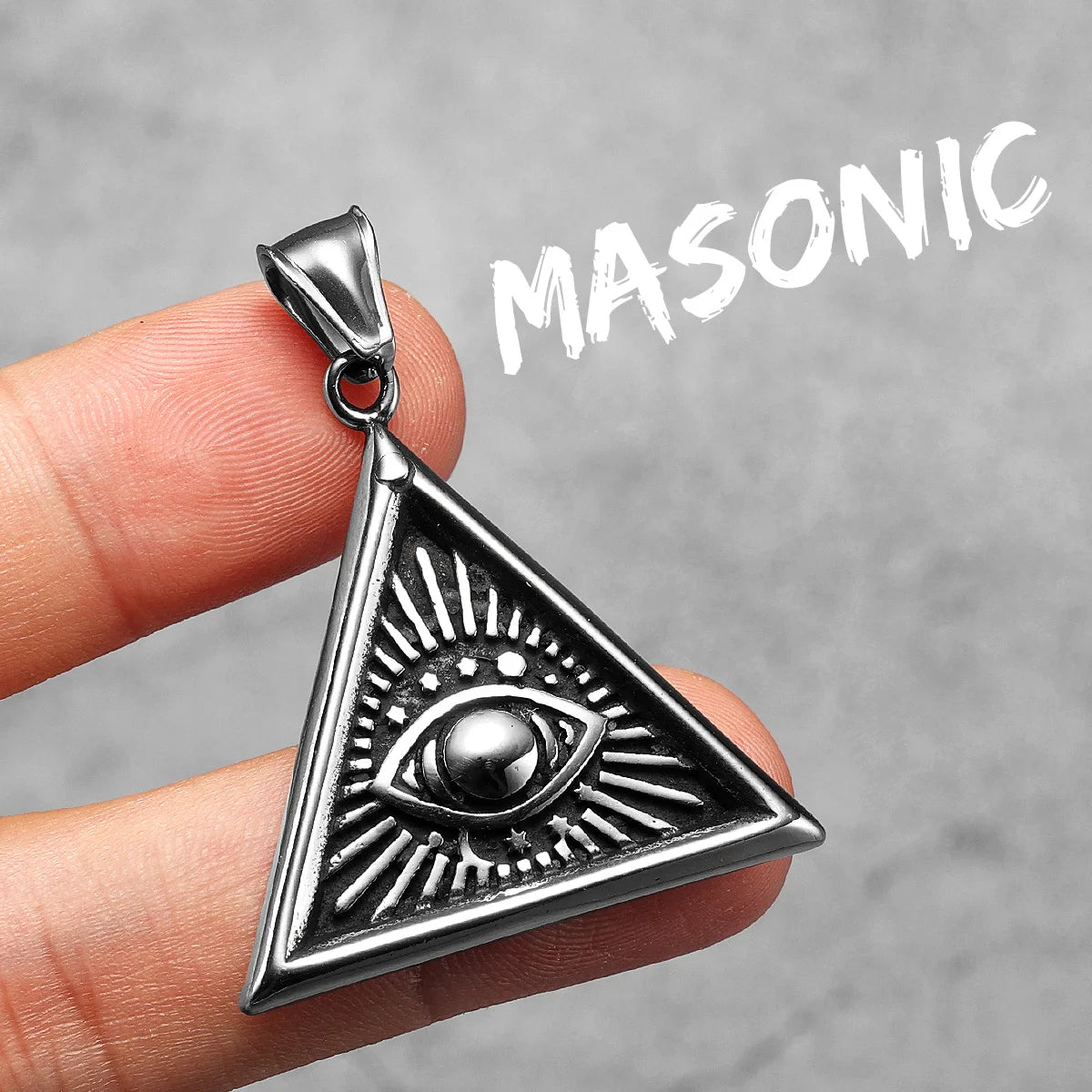 Masonic Eye Pendant Necklace — Stainless Steel