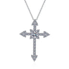 Women's PT950 Platinum Necklace - Full-Diamond Cross Moissanite Design, 50 Points & 1 Carat Options, Elegant Daily