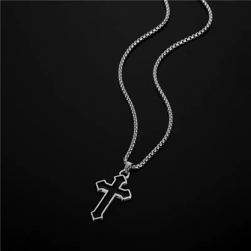 2025New Smooth Cross Necklace women and Men's Titanium Steel Versatile Long Cross Pendant Sweater Chain Accessories