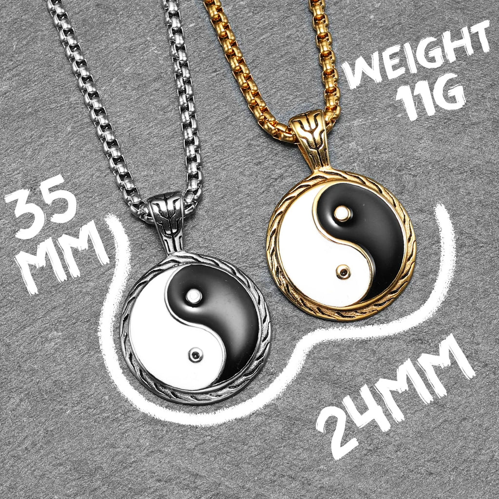 Yin-Yang Pendant Necklace — Stainless Steel