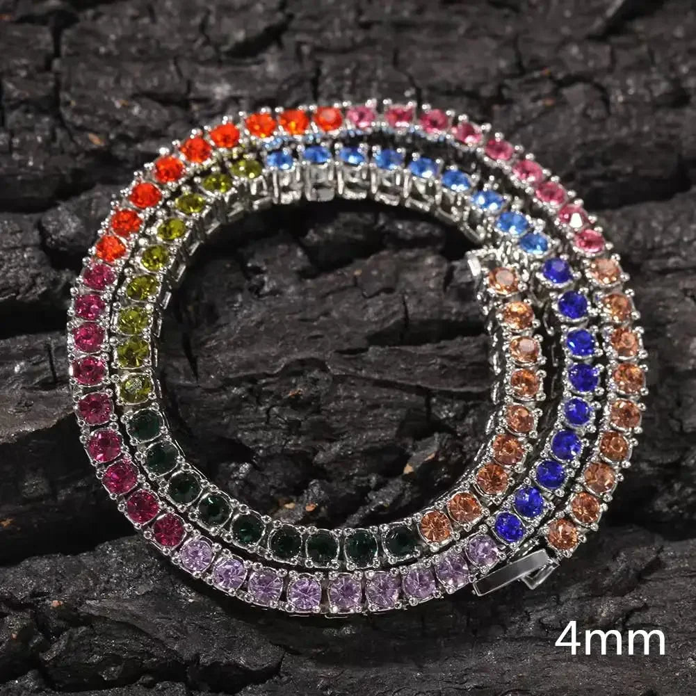 4/5mm 1 Row Black White Crystal Cz Stone Tennis Chain Hip Hop Choker Necklace Bling Iced Out Rock Jewelry For Men Women 18inch