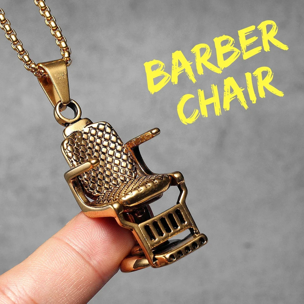 Barber Tools Pendant Necklace — Stainless Steel