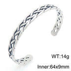 Retro Men Open Bangle for Man Stainless Steel Men's Braided Chain Style Cuff Bracelets Cool Birthday Jewelry Gifts for