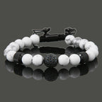Leopard Head, Crown & Skull Beaded Bracelet — Adjustable, Braided