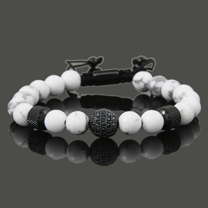 Leopard Head, Crown & Skull Beaded Bracelet — Adjustable, Braided