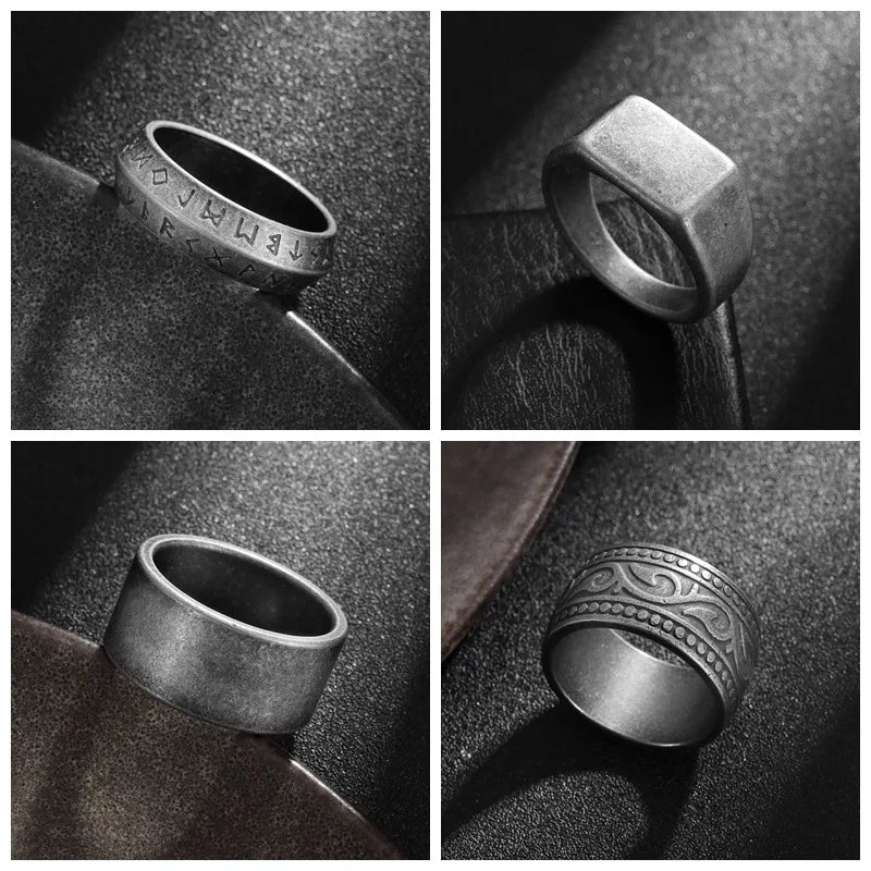 Viking Steel Ring 316L Rune Signet Vintage