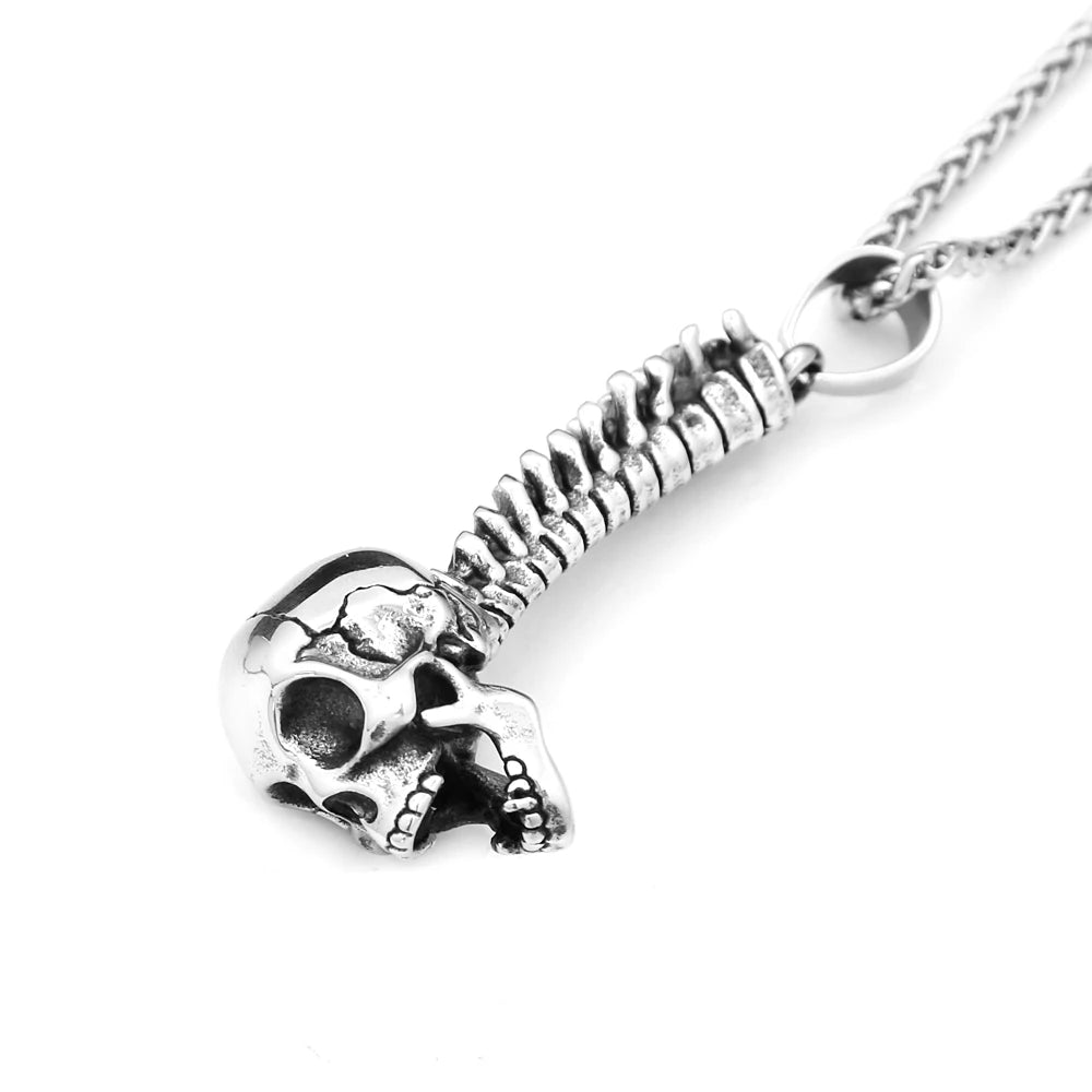 Gothic Skull Skeleton Pendant — Stainless