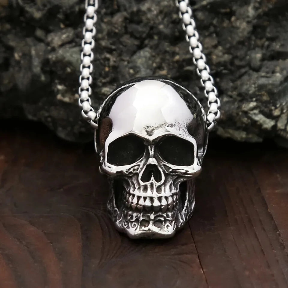 Skull Pendant Necklace — Stainless Steel Gothic