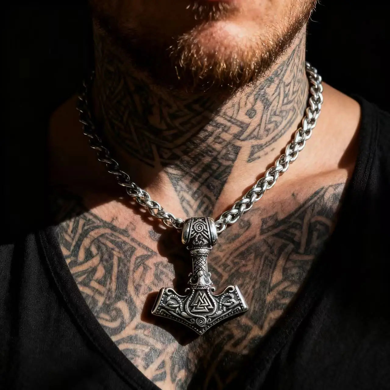 Odin Rune Viking Stainless Steel Pendant Necklace