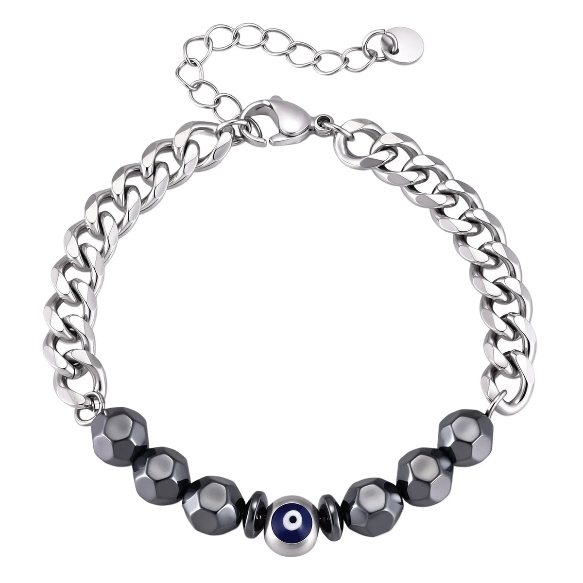 Evil Eye Cuban Chain Bracelet — Stainless Steel