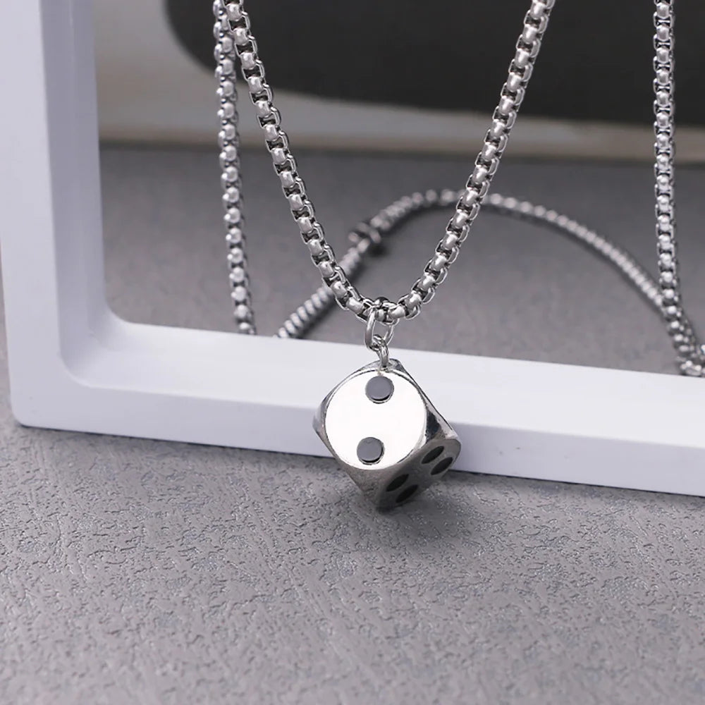 Gambling Dice Pendant Choker Necklace — Zinc Alloy