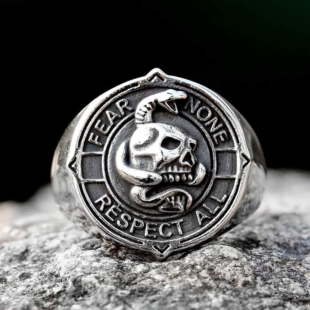 Viking Snake Skull Ring — Stainless Steel Punk