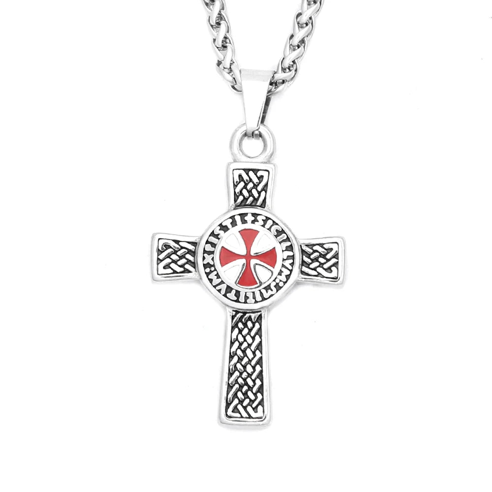 Classic Fashion Iron Cross Shield Pendant Necklace For Men Women Stainless Steel Templar Knight Cross Necklaces Amulet Jewelry
